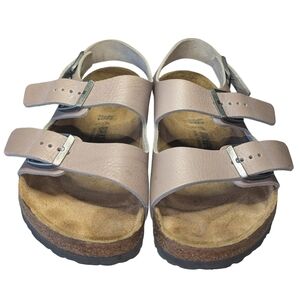 Birkenstock Leather Milano Sandals Taupe Gray Stone Coin EU 42 US W 11–11.5